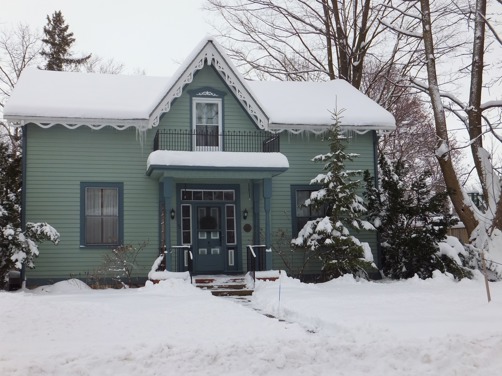Green Gothic Revival style house